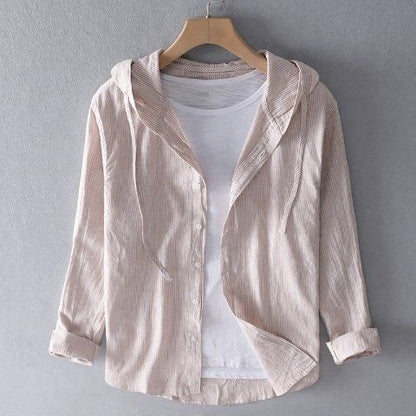 Amy – Hooded Long Sleeve Casual Linen Shirt