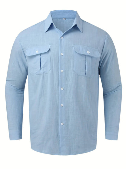 Joel – Men's Casual Long-Sleeve Shirt with Pocket Lapels