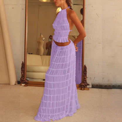 Amelia – Elegant Sleeveless Halter Dress Set