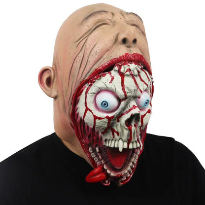 Halloween Big Mouth Skull Latex Mask for Adults - Scary Costume Prop