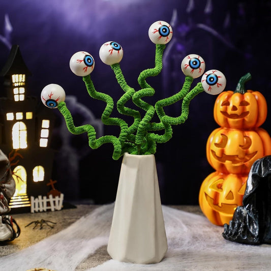 Halloween Eyeball Flower Vase Decoration - Spooky Party Prop