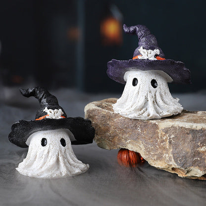 Halloween Ghost Wizard Hat Resin Figurine Decoration