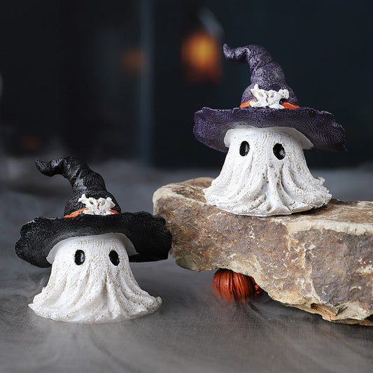 Halloween Ghost Wizard Hat Resin Figurine Decoration