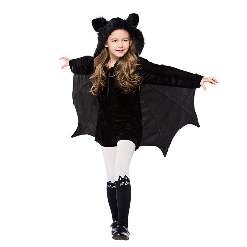 Kids' Halloween Bat Costume Cape with Hood – Unisex Halloween Dress Up Outfit