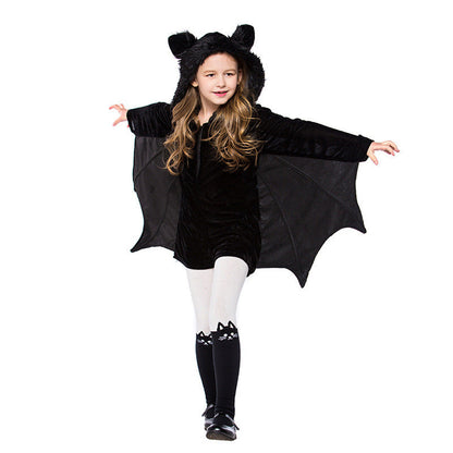 Kids' Halloween Bat Costume Cape with Hood – Unisex Halloween Dress Up Outfit