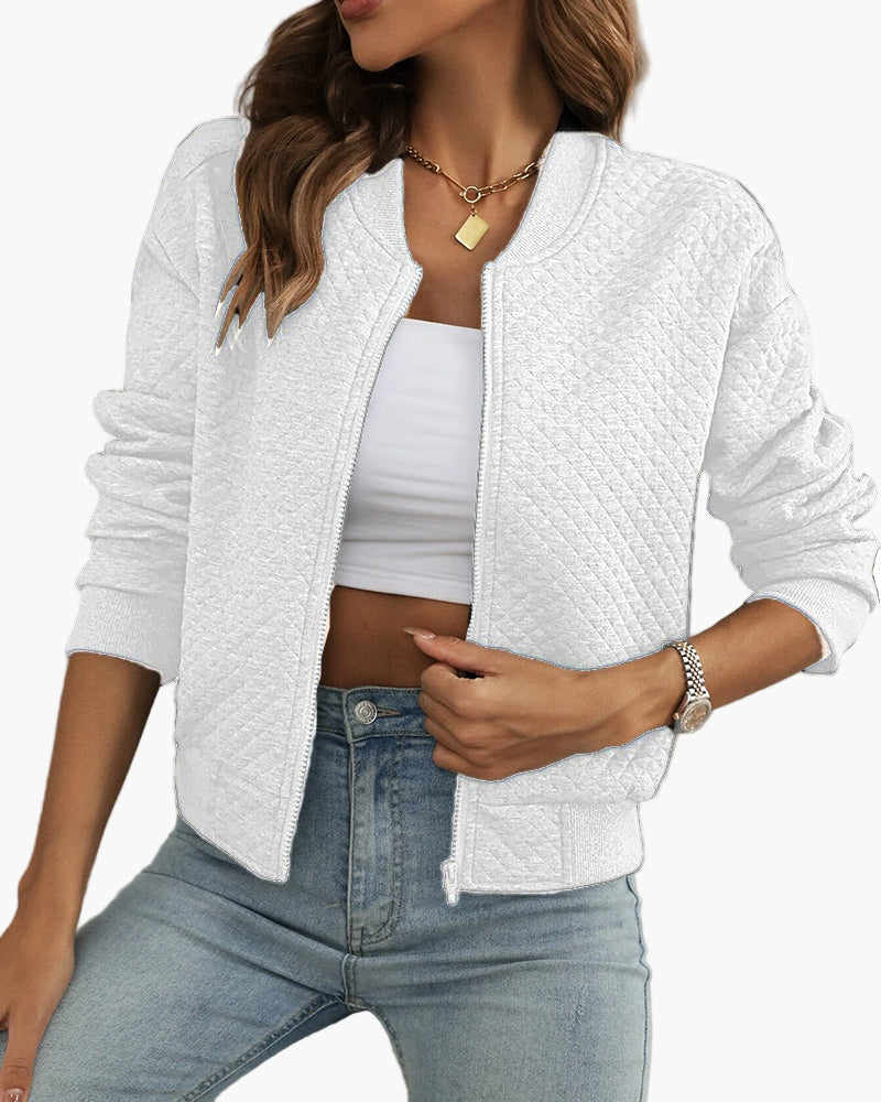 Women's Quilted Bomber Jacket Casual Lightweight Versatile Outerwear
