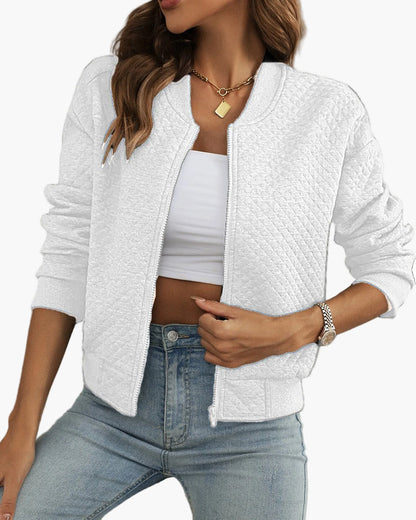 Women's Quilted Bomber Jacket Casual Lightweight Versatile Outerwear