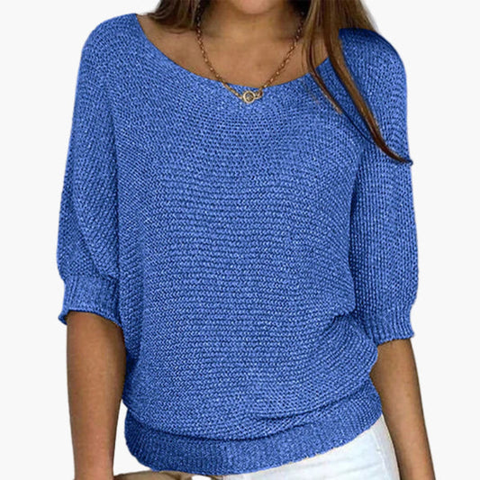 Women's Relaxed Knit Pullover Sweater – Casual Everyday Loose Fit Top