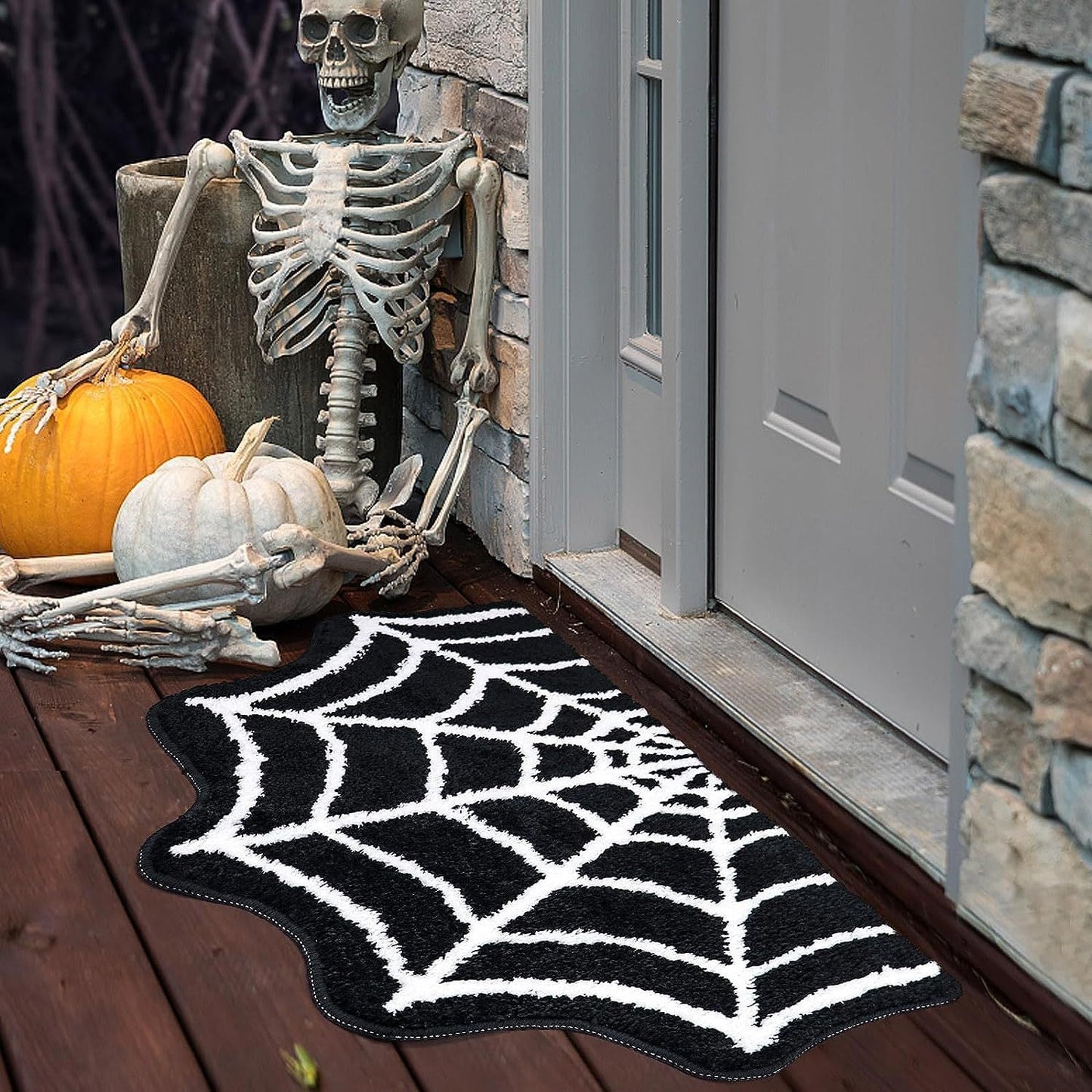 Halloween Spider Web Decorative Floor Mat – Fun Spooky Entrance Rug for Halloween Parties & Decor