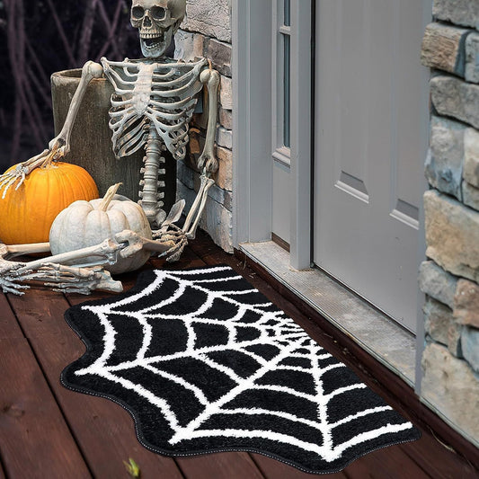 Halloween Spider Web Decorative Floor Mat – Fun Spooky Entrance Rug for Halloween Parties & Decor