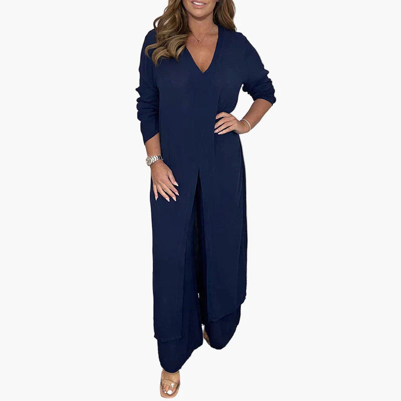 Women's Two-Piece Casual Longline Pantsuit – Relaxed Fit, Modern Versatile Outfit for Everyday and Events
