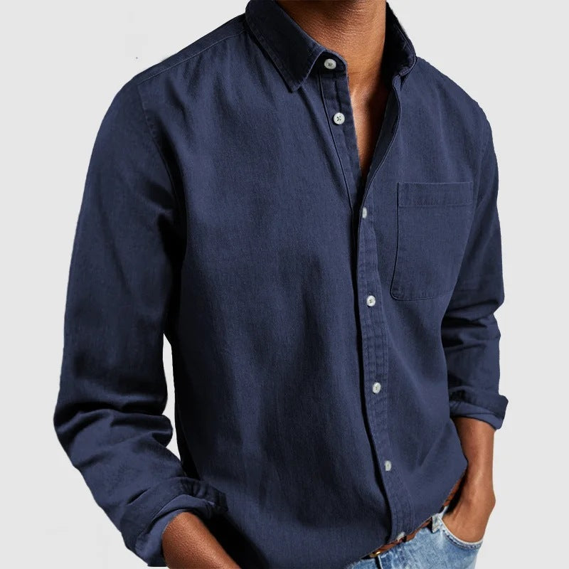 Men’s Casual Long Sleeve Button-Up Shirt for Everyday Wear