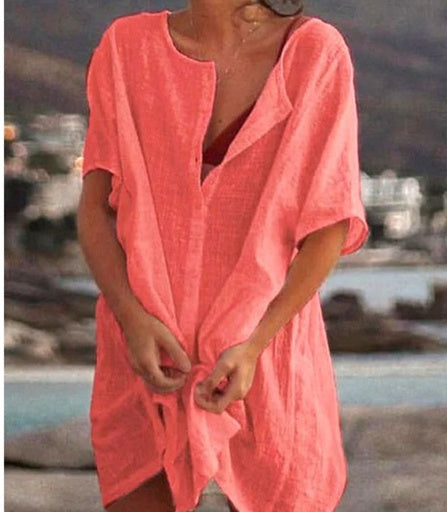 Amanda – Loose Collarless Shirt