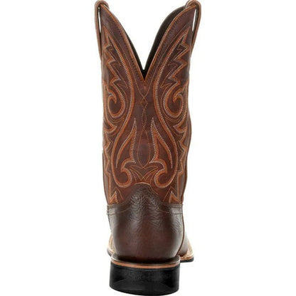 Men's Western Cowboy Leather Boots with Totem Pattern and Slip-On Design