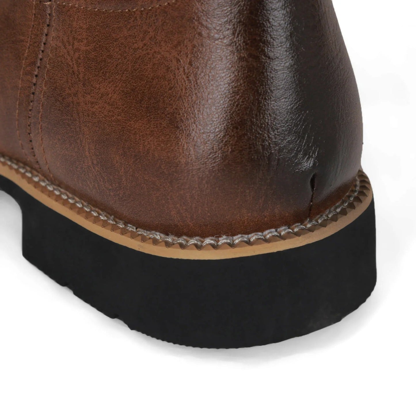 Men's Western Cowboy Leather Boots with Totem Pattern and Slip-On Design