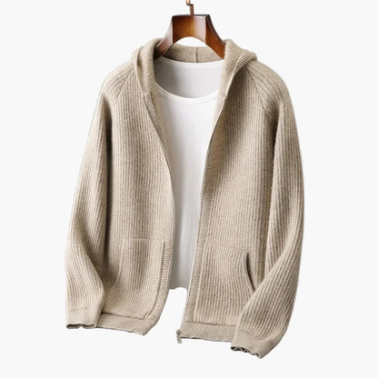 Men's Premium Merino Wool Knit Hoodie – Handmade Casual Style for Everyday Comfort