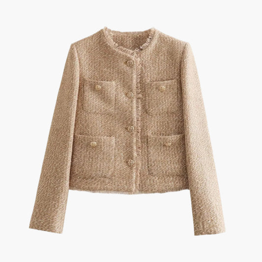 Women's Slim Fit Tweed Blazer Jacket for Elegant Everyday Wear