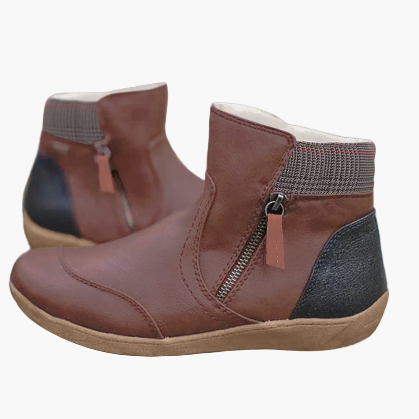 Women's Orthopedic Ankle Boots with Double Zipper – Comfortable Waterproof Everyday Shoes