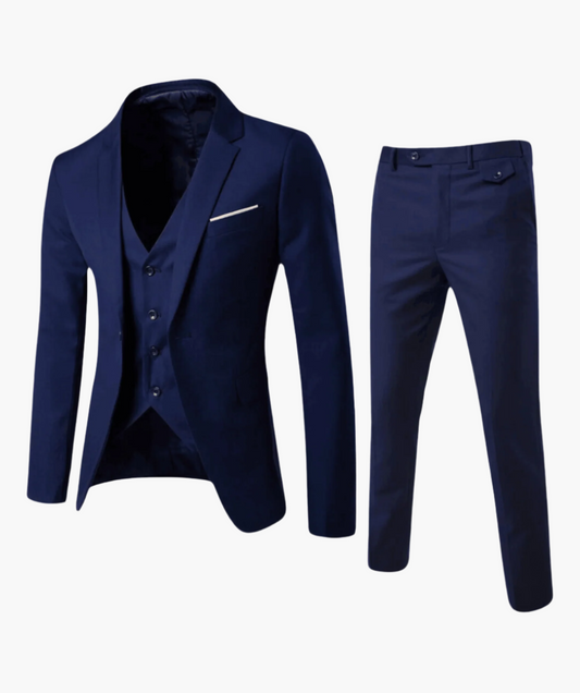Men's Classic Three-Piece Suit with Vest – Formal Business & Wedding Attire