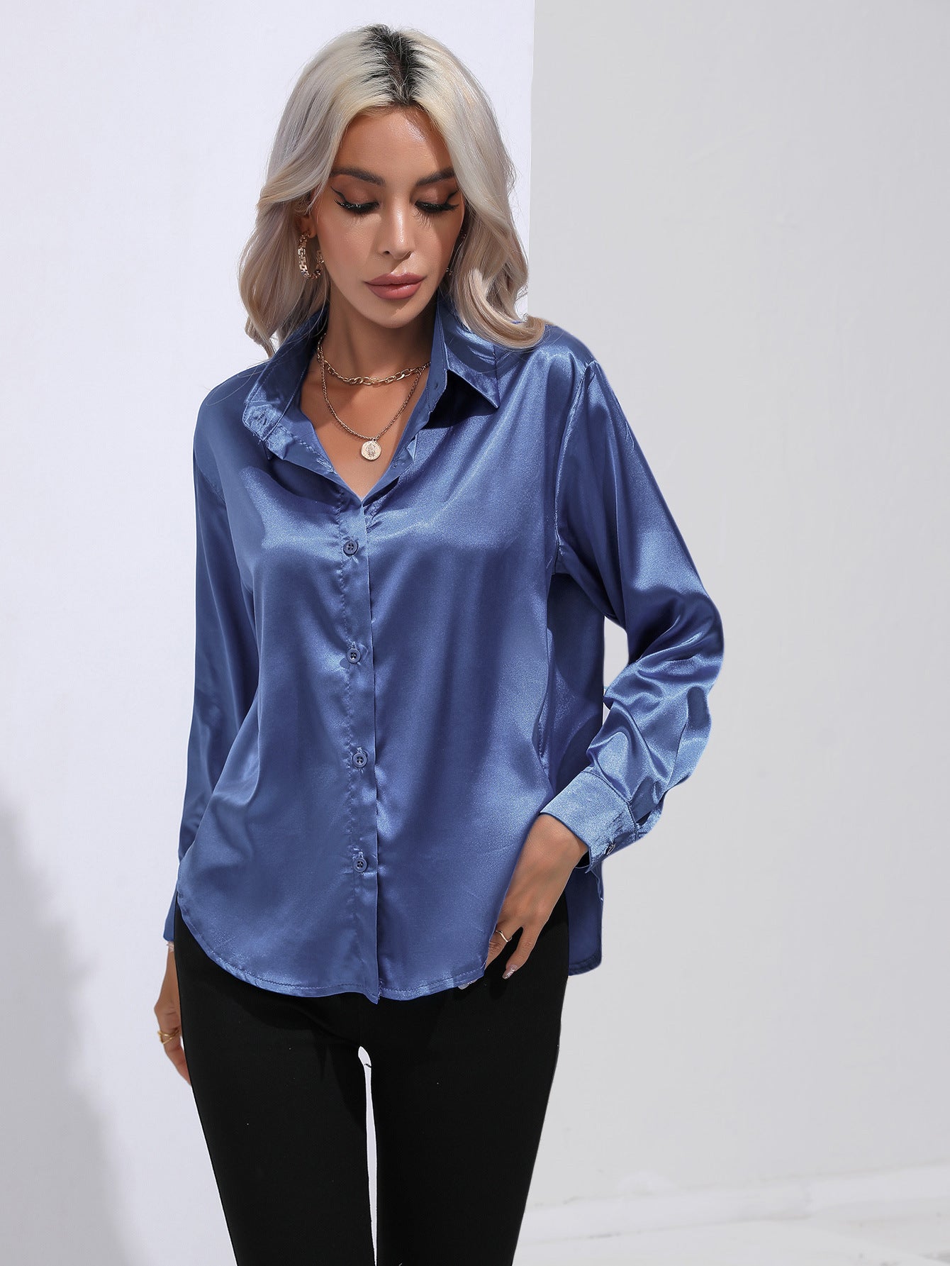 Harriet – Elegant Women's Satin Shirt