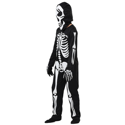 Halloween Glow-in-the-Dark Skeleton Costume for Kids – Spooky Party Bodysuit