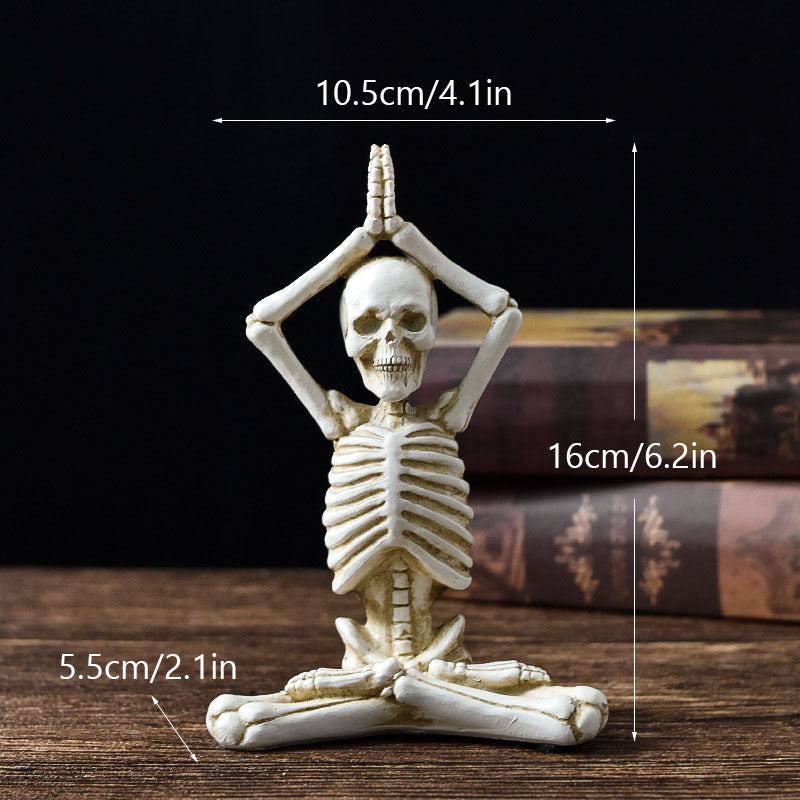 Halloween Skeleton Yoga Figurine Set – Spooky Meditation Decorations for Parties & Home
