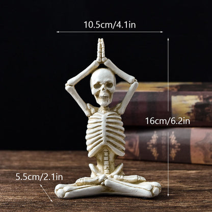 Halloween Skeleton Yoga Figurine Set – Spooky Meditation Decorations for Parties & Home