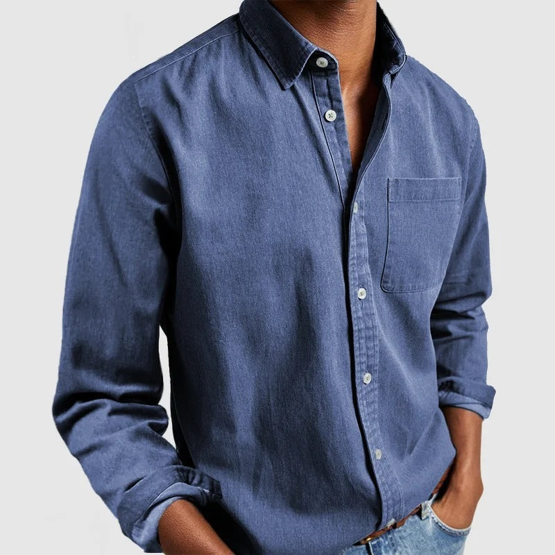 Men’s Casual Long Sleeve Button-Up Shirt for Everyday Wear