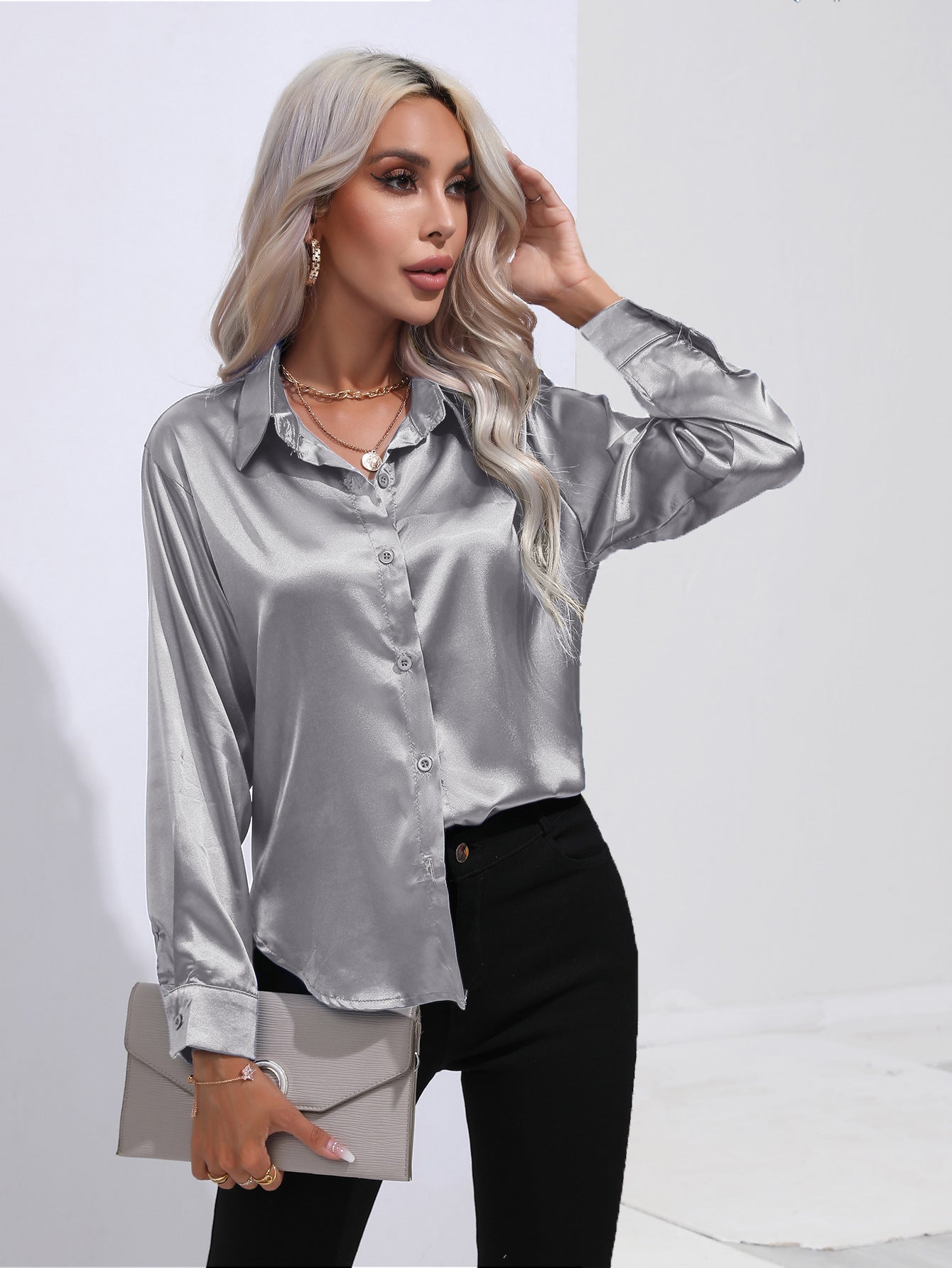 Harriet – Elegant Women's Satin Shirt