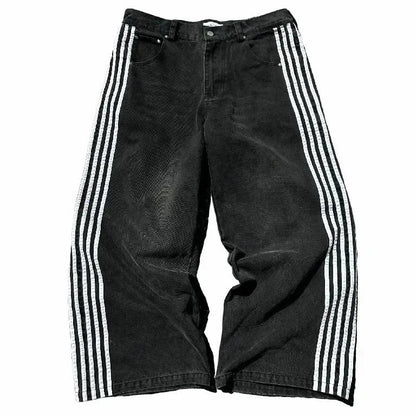 Scott – Vintage Stripe Stitching Embroidered Jeans