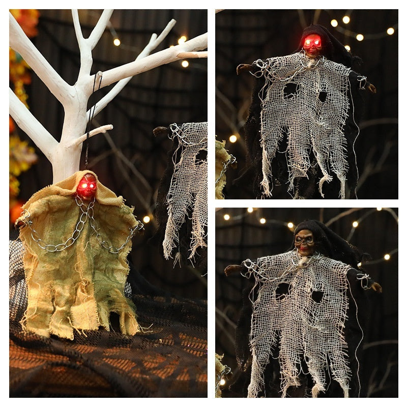 Halloween Hanging Ghost Chain Decorations with Light-Up Eyes – Spooky Party Prop for Indoor & Outdoor Decor