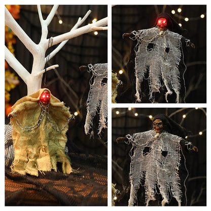 Halloween Hanging Ghost Chain Decorations with Light-Up Eyes – Spooky Party Prop for Indoor & Outdoor Decor