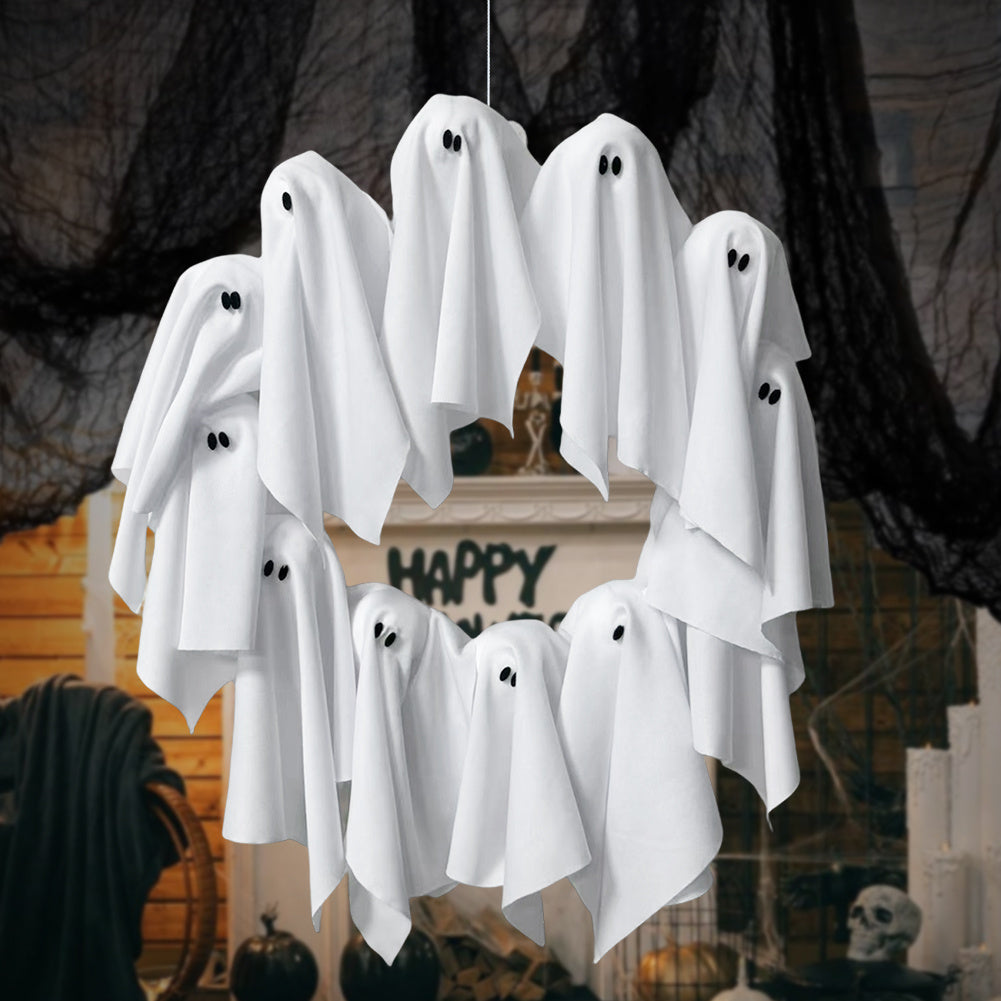 Halloween Ghost Wreath Light-Up Spooky Decoration for Parties and Home