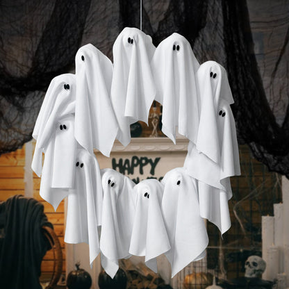 Halloween Ghost Wreath Light-Up Spooky Decoration for Parties and Home