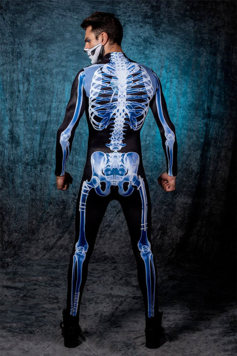 Men's and Women's Halloween Skeleton X-Ray Bodysuit Costume