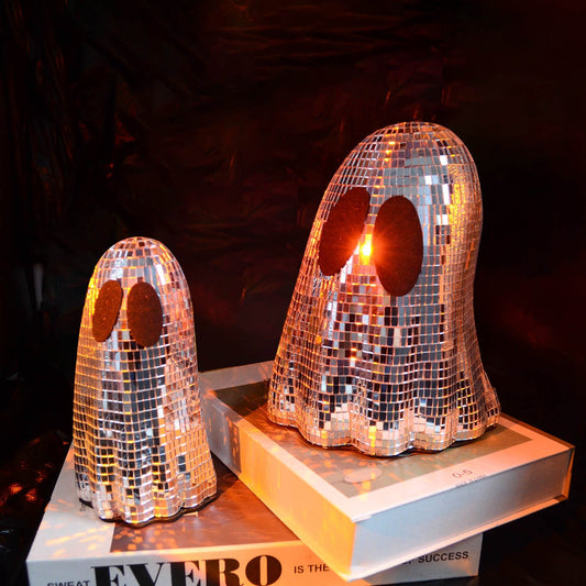 Halloween Disco Ball Ghost Decoration – Spooky Party Home Accent