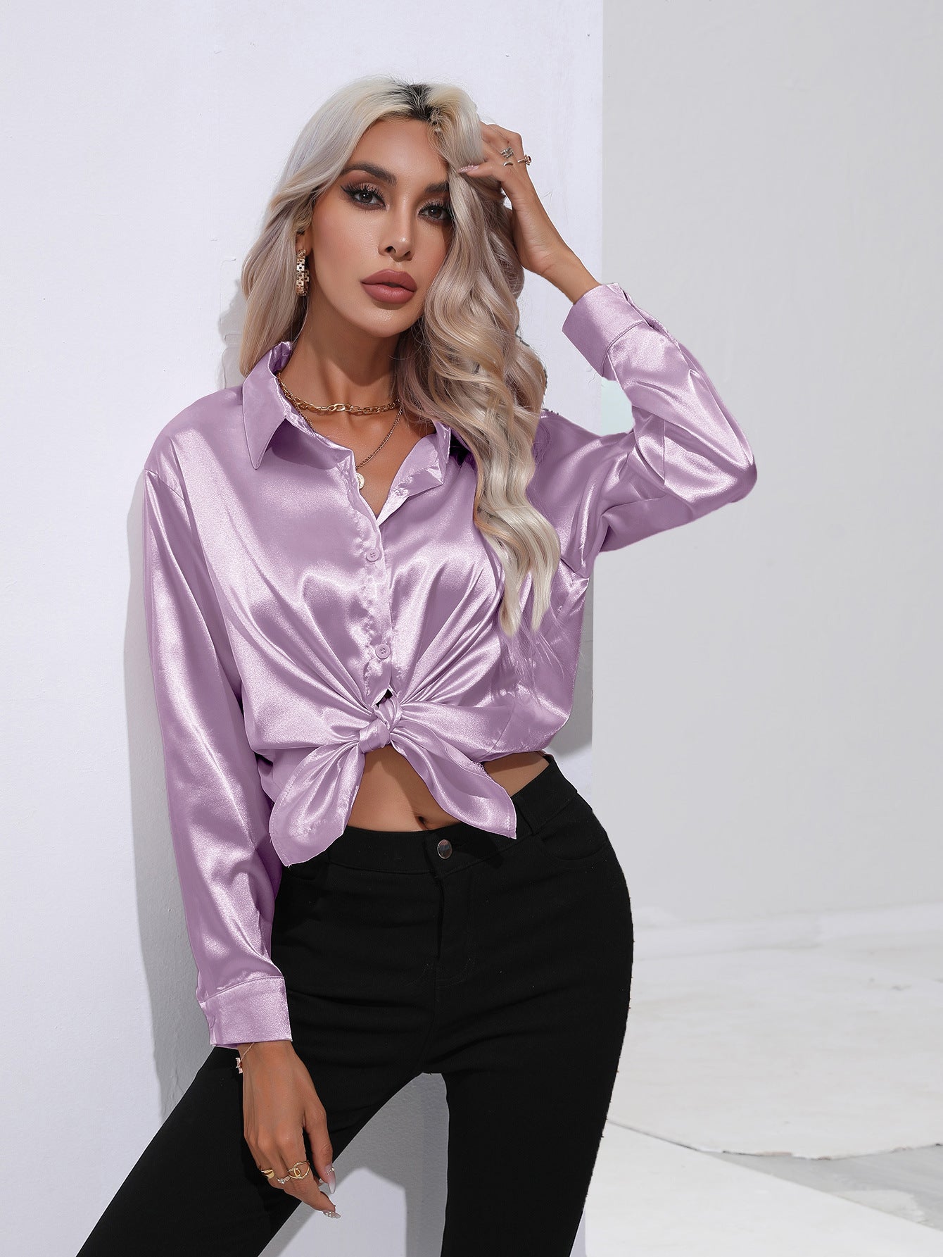 Harriet – Elegant Women's Satin Shirt