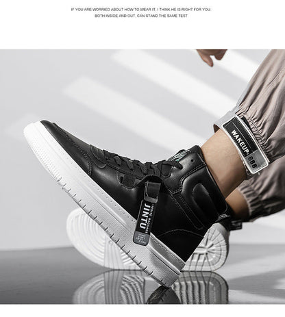 Bob – Korean Version of the Tide Men's White Short Boots