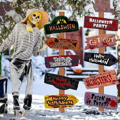 Halloween Party Directional Road Sign Decorations Set - Spooky Paper Signs for Outdoor & Indoor Halloween Decor