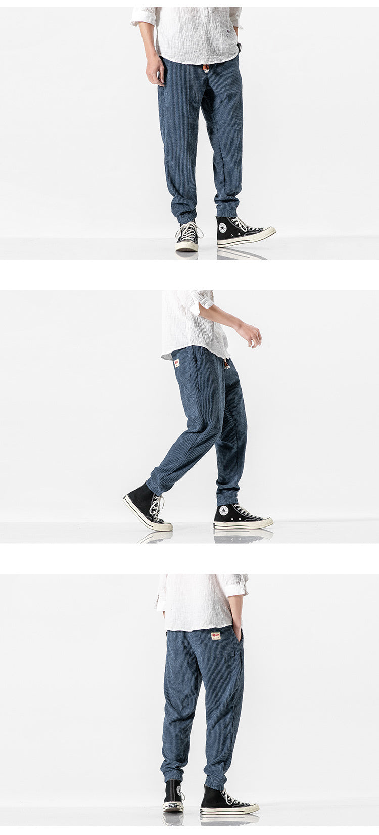 Stuart – Solid Color Distressed Men's Corduroy Harem Pants