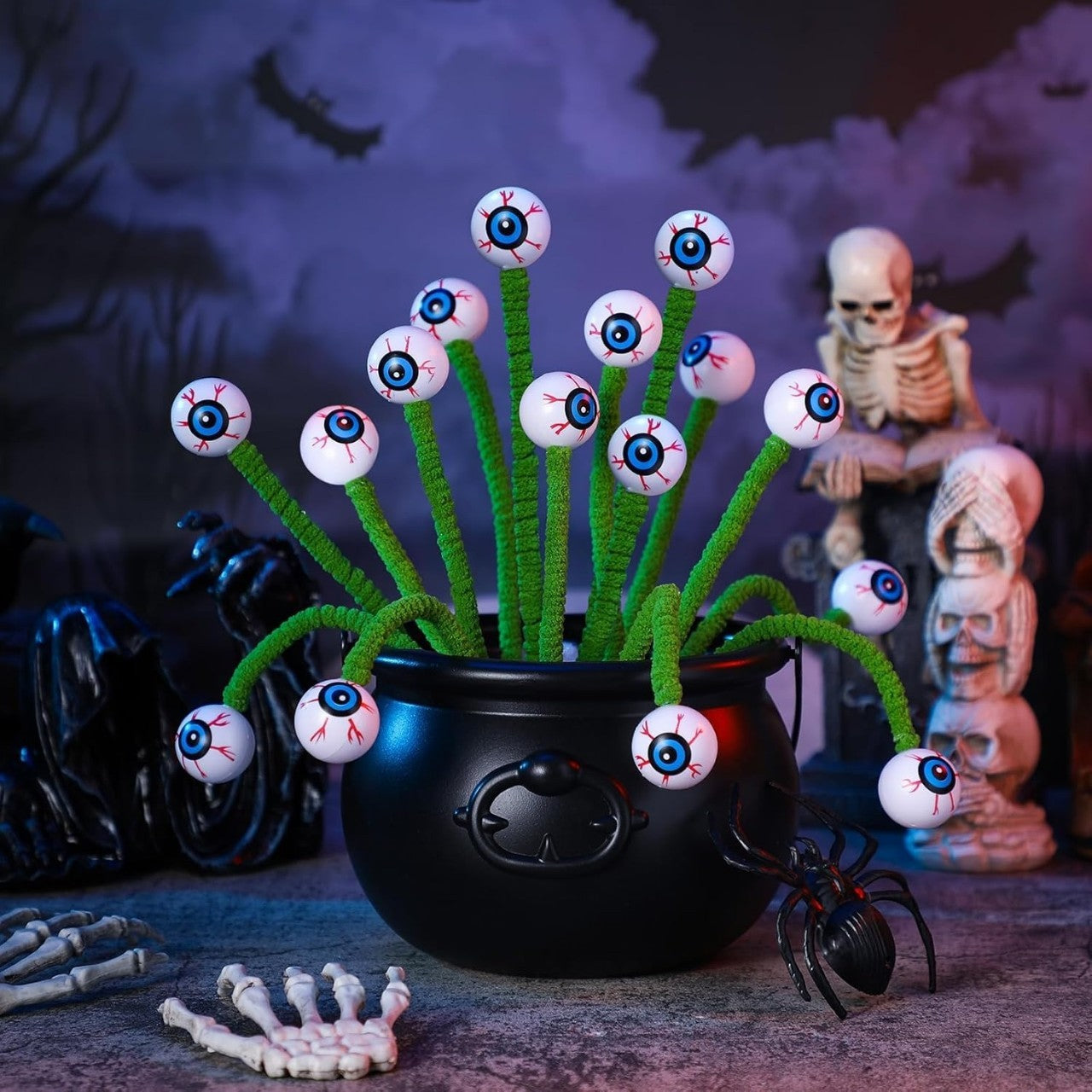 Halloween Eyeball Flower Vase Decoration - Spooky Party Prop