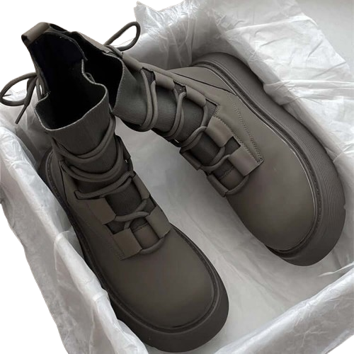 Women's Platform Lace-Up High Top Sneakers Fashion Casual Shoes