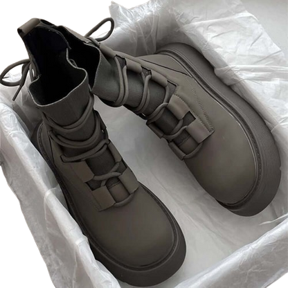 Women's Platform Lace-Up High Top Sneakers Fashion Casual Shoes