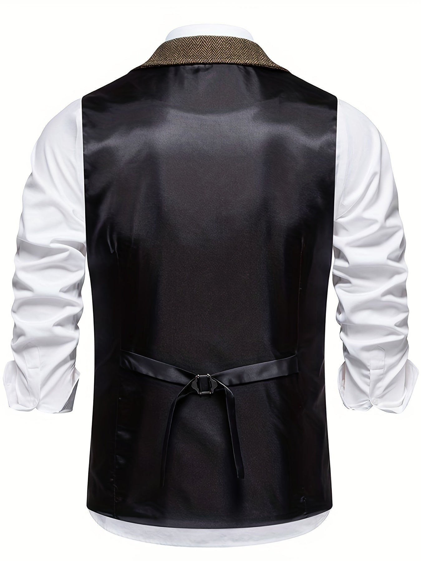 Men's Classic Herringbone Waistcoat Vest – Formal Retro Style for Business or Special Occasions