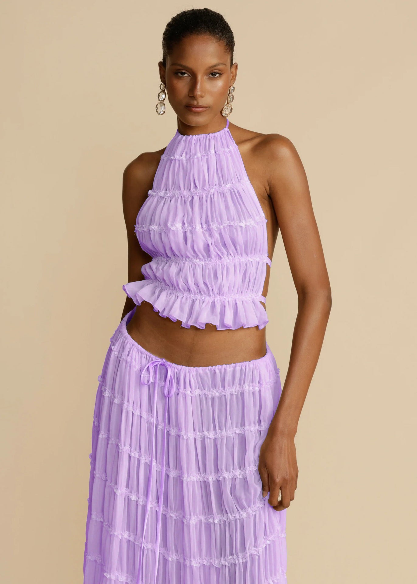 Amelia – Elegant Sleeveless Halter Dress Set