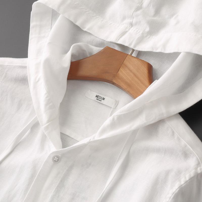 Amy – Hooded Long Sleeve Casual Linen Shirt