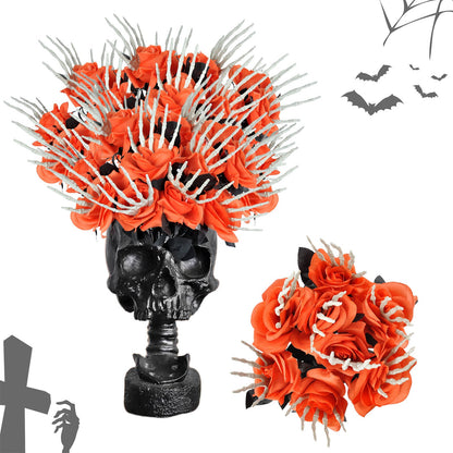 Halloween Skeleton Hand Rose Bouquet Decoration for Spooky Parties and Haunted House