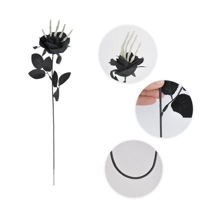 Halloween Skeleton Hand Rose Bouquet Decoration for Spooky Parties and Haunted House
