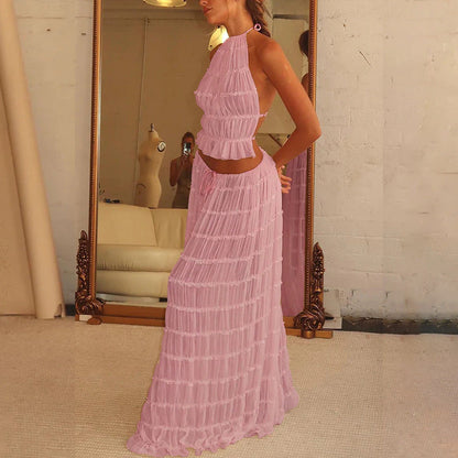 Amelia – Elegant Sleeveless Halter Dress Set