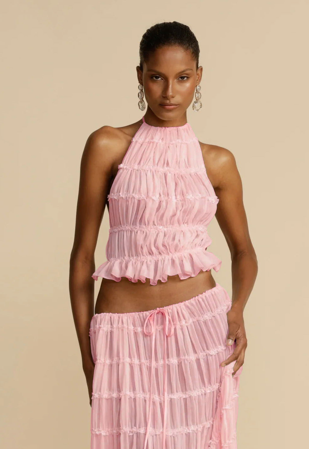 Amelia – Elegant Sleeveless Halter Dress Set